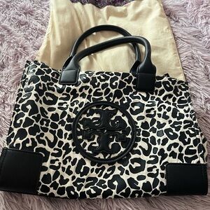 TORY BURCH LEOPARD PRINT ELLA TOTE BAG
